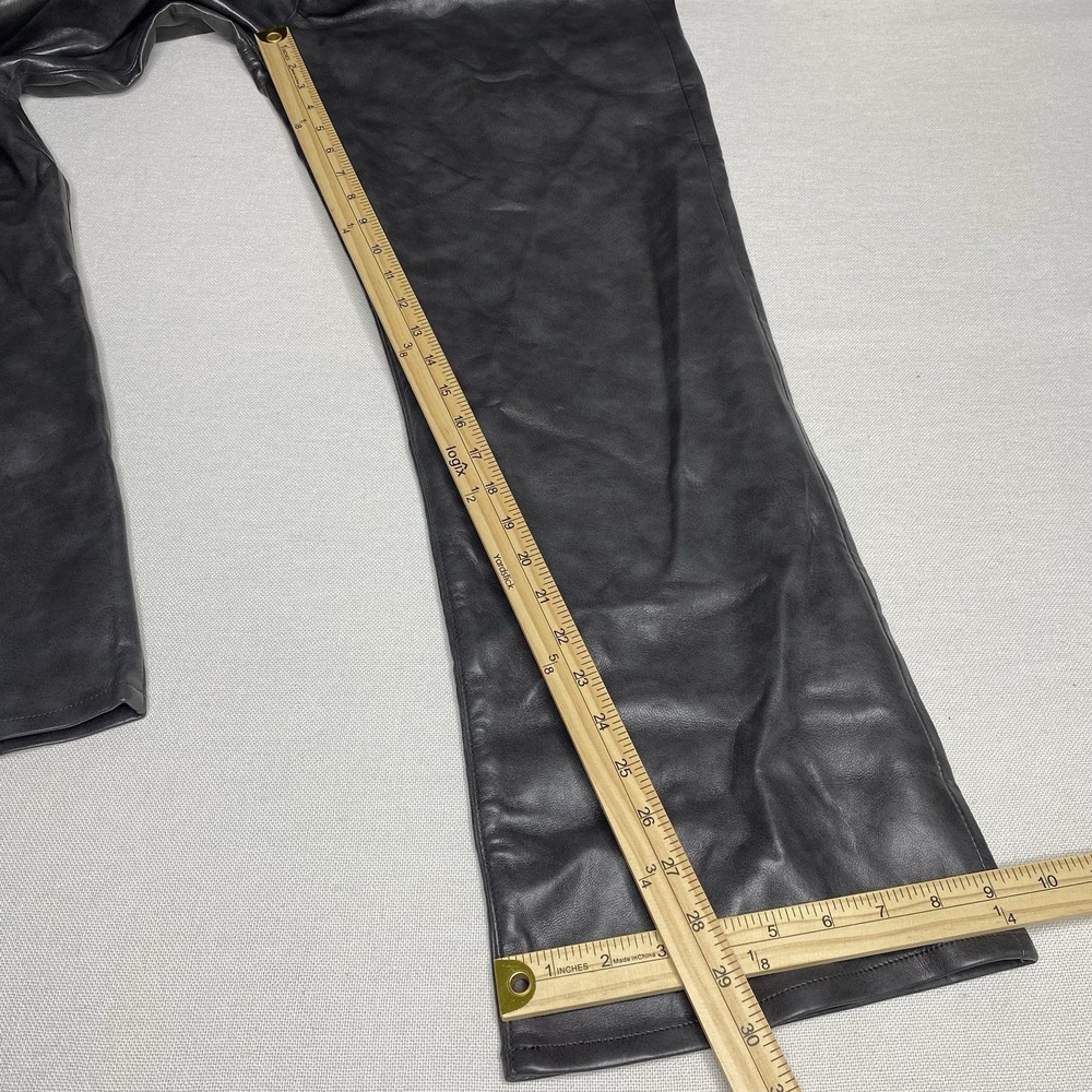 AGOLDE Sloane Recycled Leather-Blend Mid-Rise Straight-Leg Pants Dark Gray - Picture 10 of 15